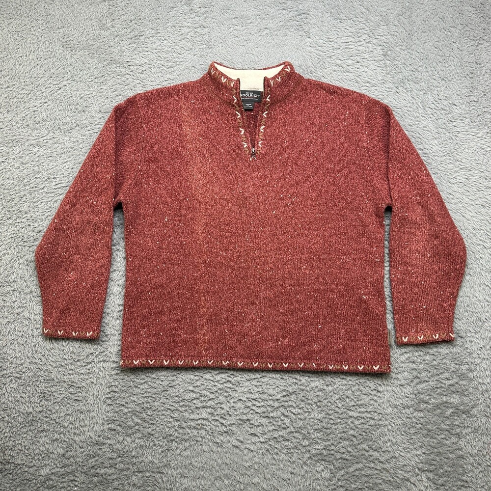 Woolrich Sweater Womens XL Red Pullover Wool Blend Ramie Flaw